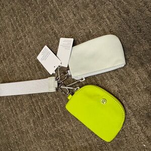 Lululemon White and Neon Green Belt Bag